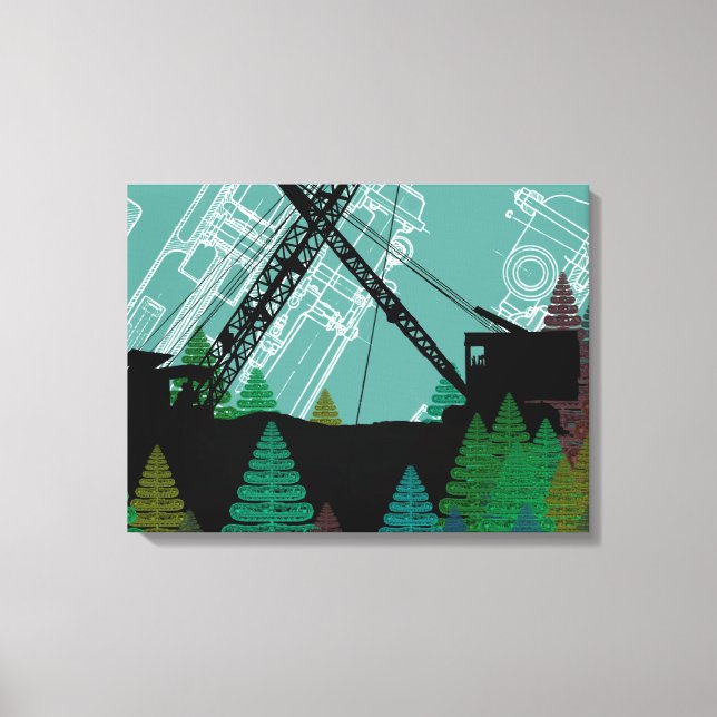 Construction crane Fantasy Art Crawler Crane Canvas Print (Front)