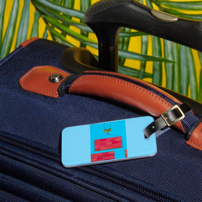Construction Crane Lifting Brick Wall  Luggage Tag (Creator Uploaded)