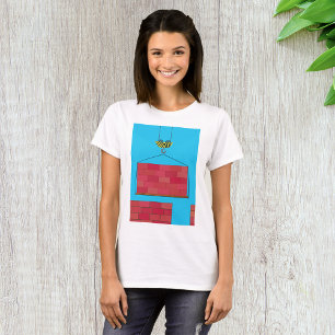 Construction Crane Lifting Brick Wall T-Shirt