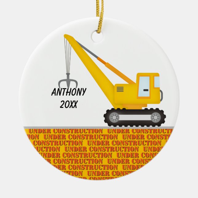 Construction Crane Personalised  Ornament (Front)