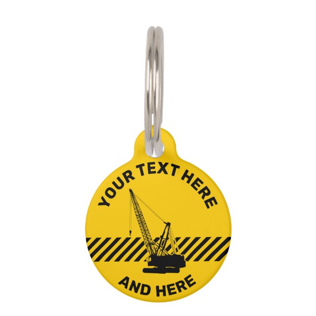 Construction Crane Pet Tag (Front)