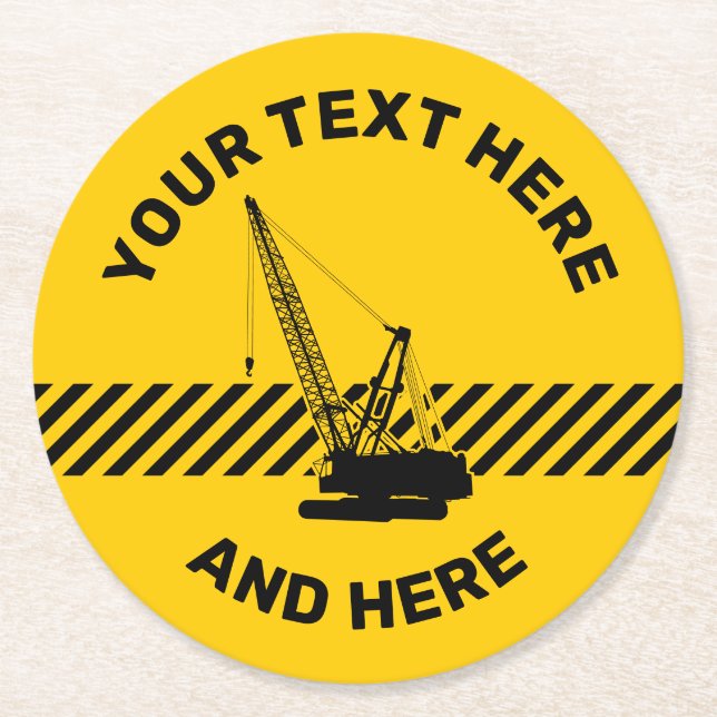 Construction Crane Round Paper Coaster (Front)