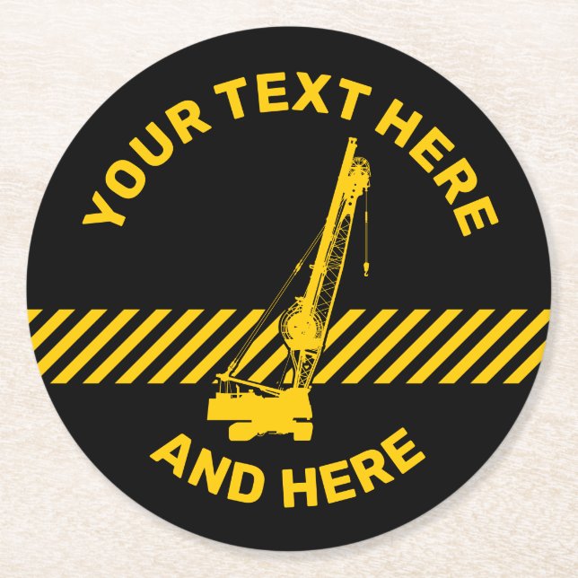 Construction Crane Round Paper Coaster (Front)