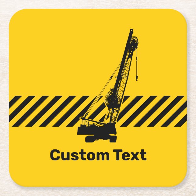 Construction Crane Square Paper Coaster (Front)