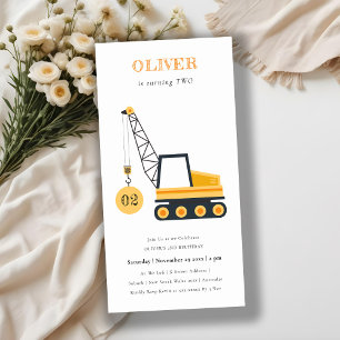Construction Crane Vehicle Any Age Birthday Invite