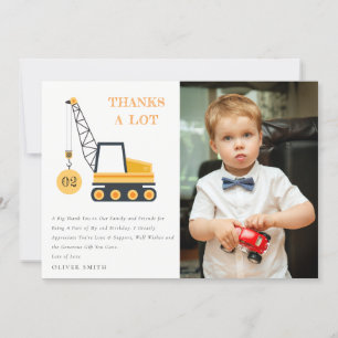 Construction Crane Vehicle Photo Any Age Birthday Thank You Card
