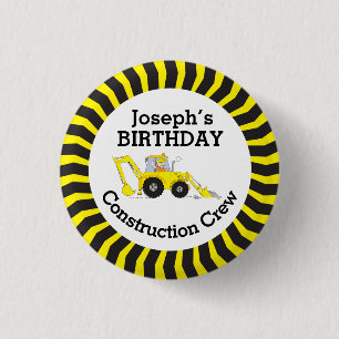 Construction crew boys birthday badge