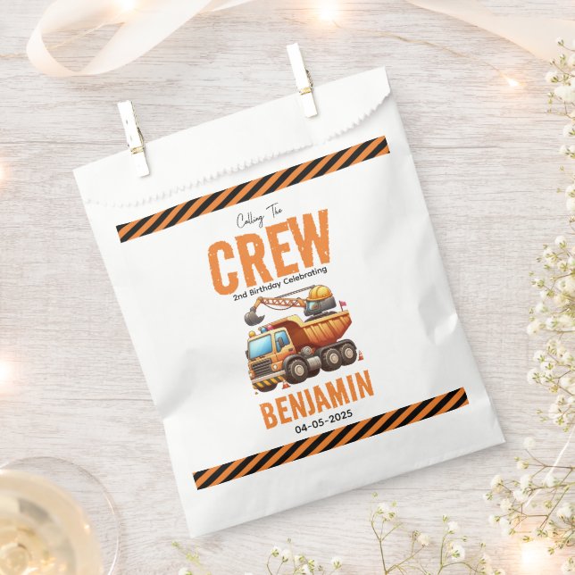 Construction Crew Dump Truck Boy 2nd Birthday Favour Bags (Clipped)