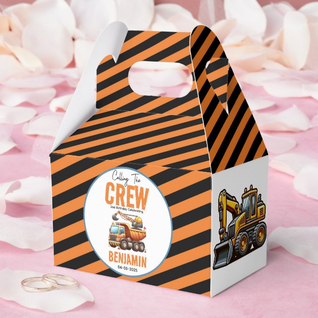 Construction Crew Dump Truck Boy 2nd Birthday Favour Box (Wedding)