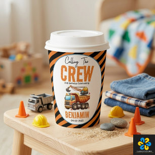 Construction Crew Dump Truck Boy 2nd Birthday Paper Cups