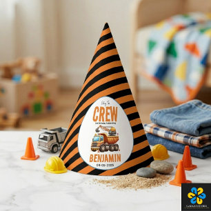 Construction Crew Dump Truck Boy 2nd Birthday Party Hat