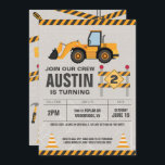 Construction Crew Kids Birthday Party Invitation<br><div class="desc">Hey Contractors and Foremans! Assemble your crew for this awesome construction party birthday invitation featuring a big excavator digger, and other construction equipment on a blueprint plan background. You can customise this for any age, and change the text to fit your event to make it perfect for your heavy duty...</div>