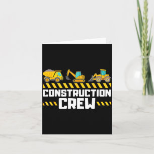 Construction Crew Worker Excavator Boys Girls Kids Card
