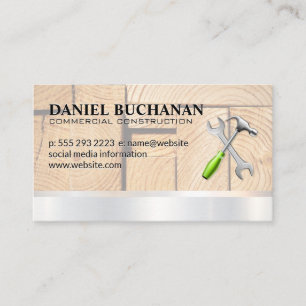 Construction   Cut Wood   Hammer Wrench Business Card