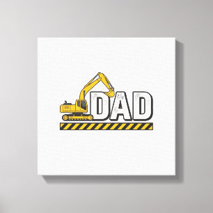 Construction Dad Excavator Vintage Shirt Design_1 Canvas Print