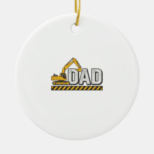 Construction Dad Excavator Vintage Shirt Design_1 Ceramic Tree Decoration