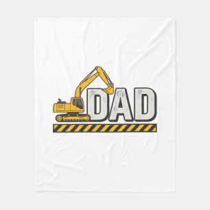 Construction Dad Excavator Vintage Shirt Design_1 Fleece Blanket