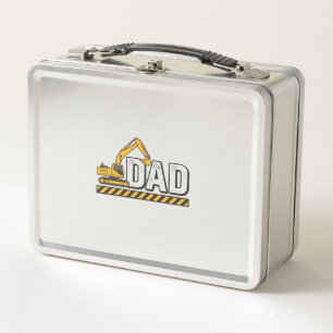 Construction Dad Excavator Vintage Shirt Design_1 Metal Lunch Box