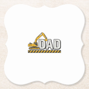 Construction Dad Excavator Vintage Shirt Design_1 Paper Coaster