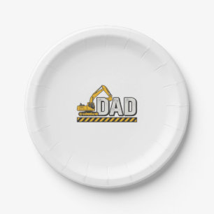 Construction Dad Excavator Vintage Shirt Design_1 Paper Plate