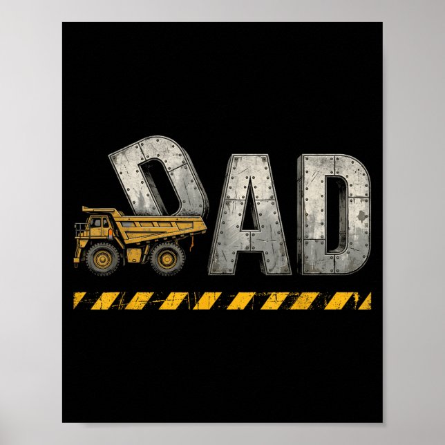 Construction dad father's day father retro vintage poster (Front)