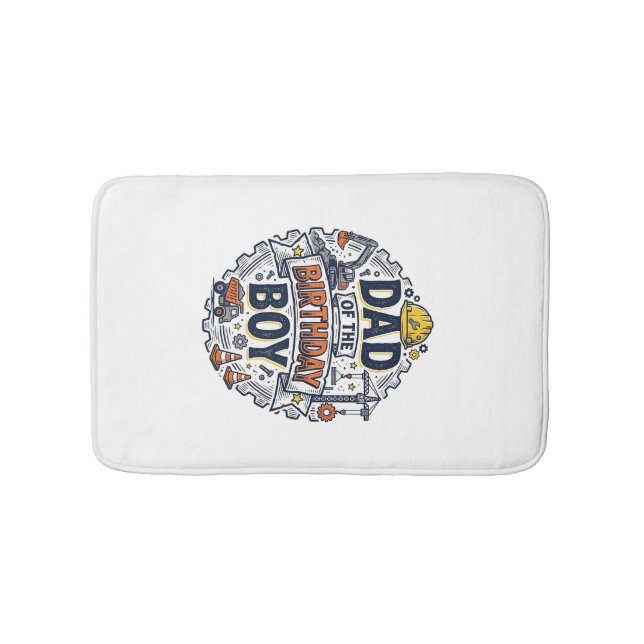Construction Dad of the Birthday Boy Shirt Design_ Bath Mat (Front)