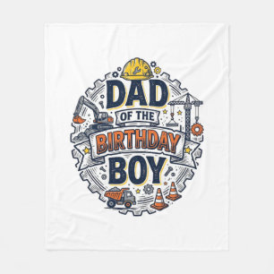 Construction Dad of the Birthday Boy Shirt Design_ Fleece Blanket