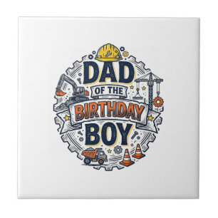 Construction Dad of the Birthday Boy Shirt Design_ Tile