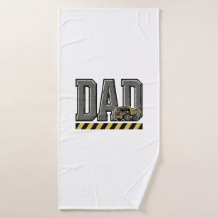 Construction Dad Vintage Engraving T-Shirt Design_ Bath Towel