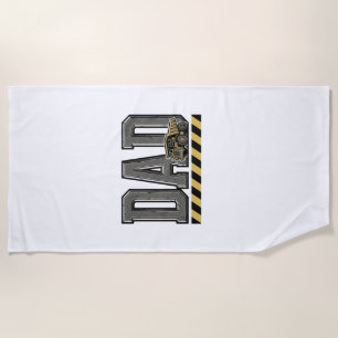 Construction Dad Vintage Engraving T-Shirt Design_ Beach Towel