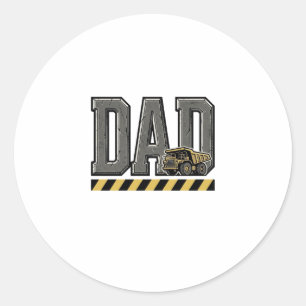 Construction Dad Vintage Engraving T-Shirt Design_ Classic Round Sticker