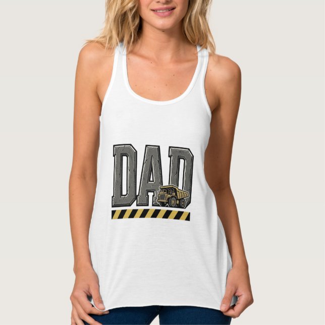 Construction Dad Vintage Engraving T-Shirt Design_ Singlet (Front)