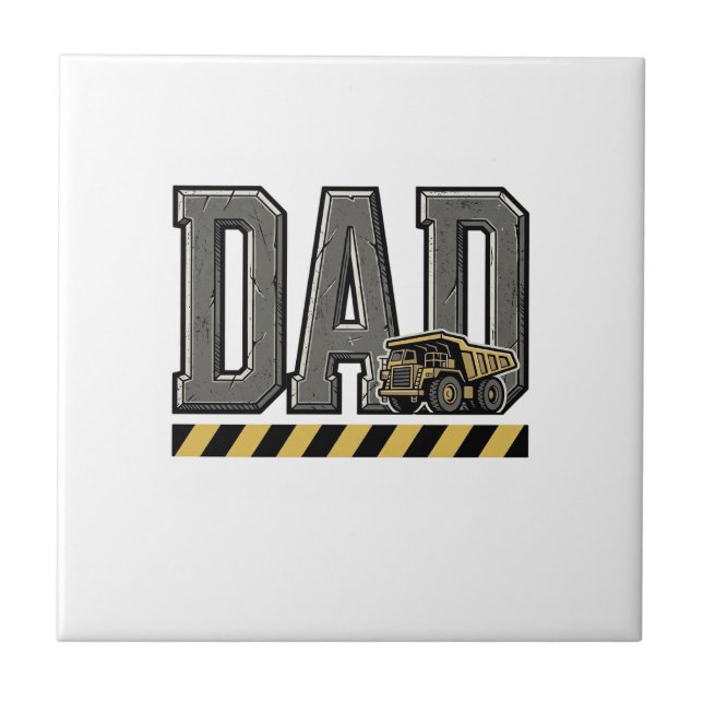 Construction Dad Vintage Engraving T-Shirt Design_ Tile (Front)