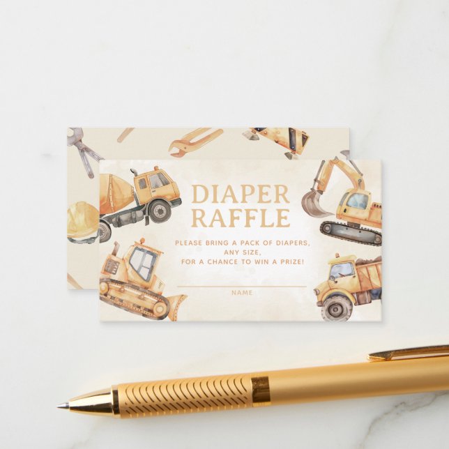 Construction Diaper Raffle Enclosure Card (Front/Back In Situ)
