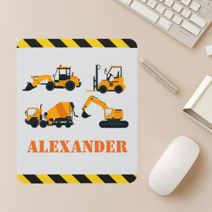 Construction Digger Personalised Kids Mouse Mat