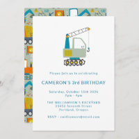 Construction Digger Trucks Blue 3rd Birthday Party