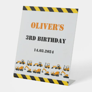 Construction Diggers Birthday Party Pedestal Sign