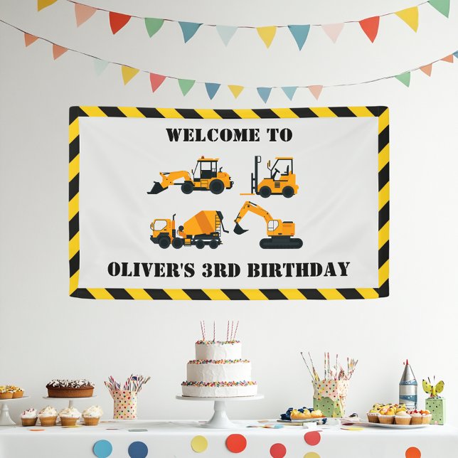 Construction Diggers Kids Birthday Party Banner (Creator Uploaded)