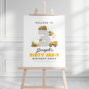 Construction Dirty 3rdy Birthday Welcome Sign