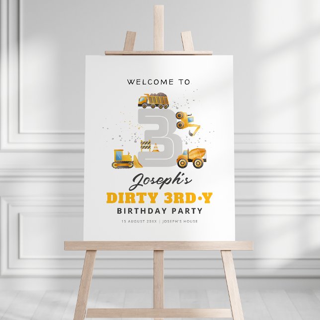 Construction Dirty 3rdy Birthday Welcome Sign (Creator Uploaded)