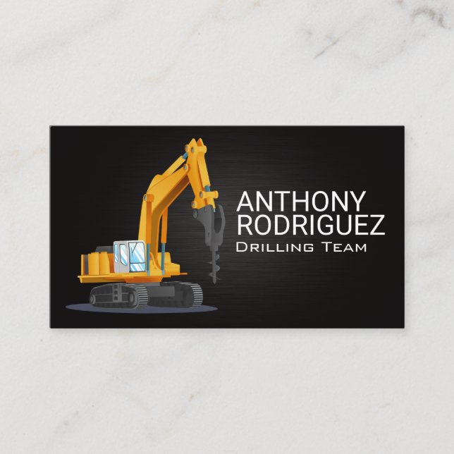 Construction Drilling Vehicle | Excavator  Business Card (Front)