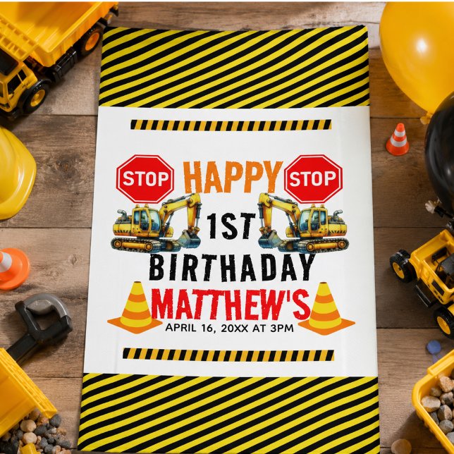 Construction Dump Truck 1st Birthday Party Banner (Construction Dump Truck 1st Birthday Party Banner)
