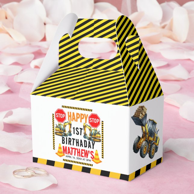 Construction Dump Truck 1st Birthday Party Favour Box (Wedding)