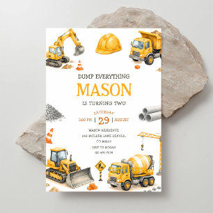 Construction Dump Truck 2nd Birthday Invitation