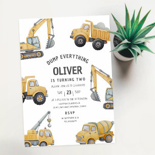 Construction Dump Truck 3rd Birthday Invitation