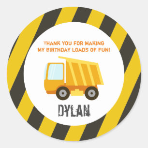 Construction Dump Truck Birthday Classic Round Sticker
