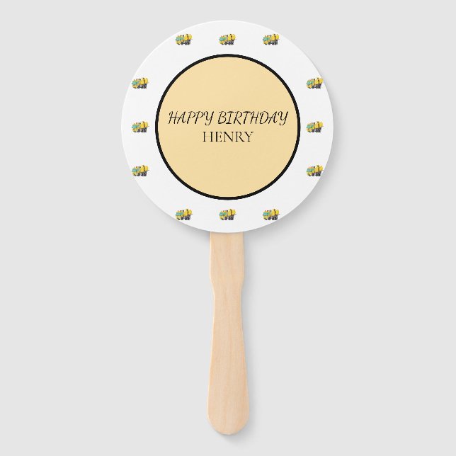 Construction Dump Truck Birthday  Hand Fan (Front)