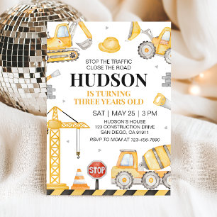 Construction Dump Truck Birthday Invitation