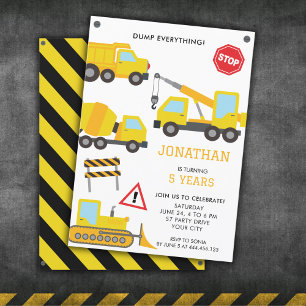 Construction Dump Truck birthday invitation