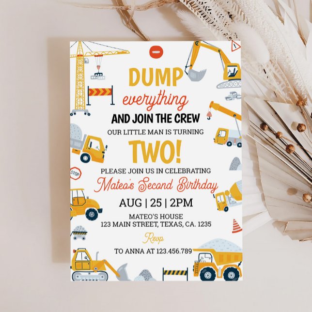 Construction Dump Truck Birthday Invitation (Creator Uploaded)
